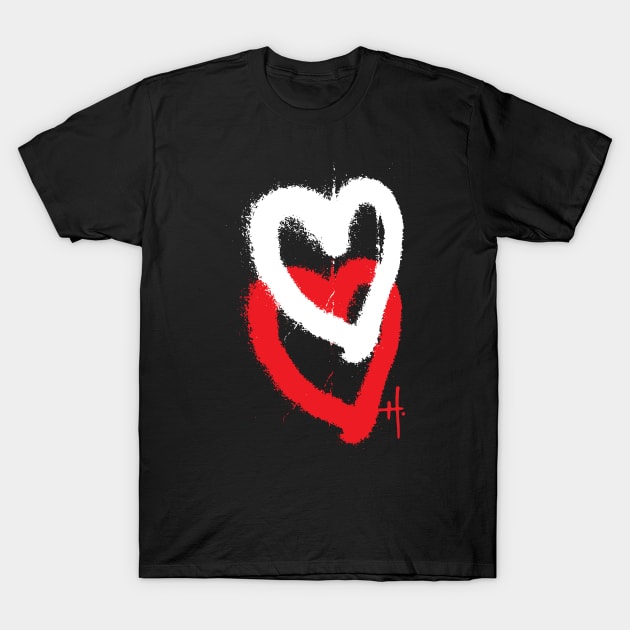 Hydrus Graffiti Double Hearts T-Shirt by Hydrus